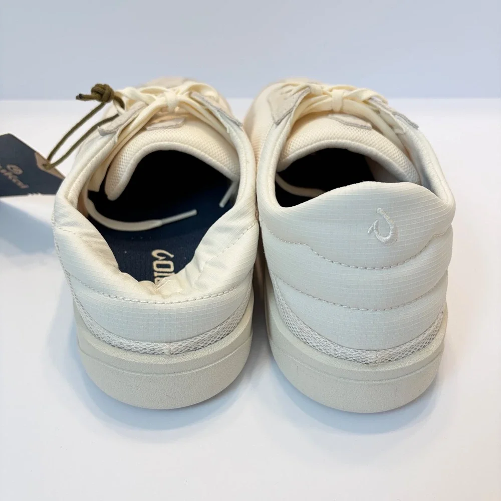OluKai Punini Mens 11.5 White Sand Mesh Suede Sneakers NEW Drop In Heel Casual